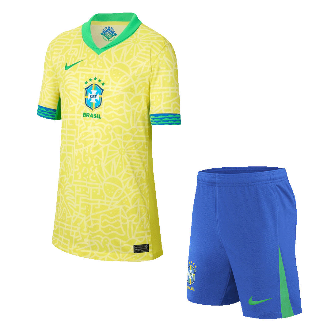 Kid's Brazil Home Jerseys Kit(Jersey+Shorts) Copa América 2024 Top Koszulki Pilka Sklep