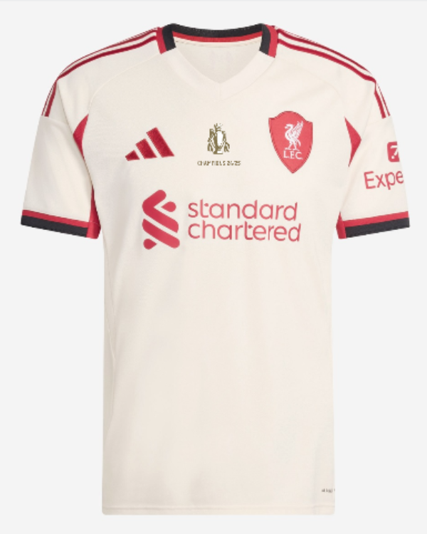 Liverpool Away Soccer Jersey 2025/26 - CHAMPIONS 24/25 & Gold Trophy & Insignia Top Koszulki Pilka Sklep