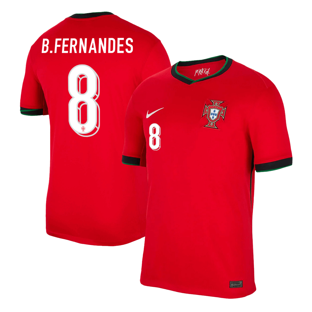 B.FERNANDES #8 Portugal Home Soccer Jersey Euro 2024 Top Soccer Jerseys Store