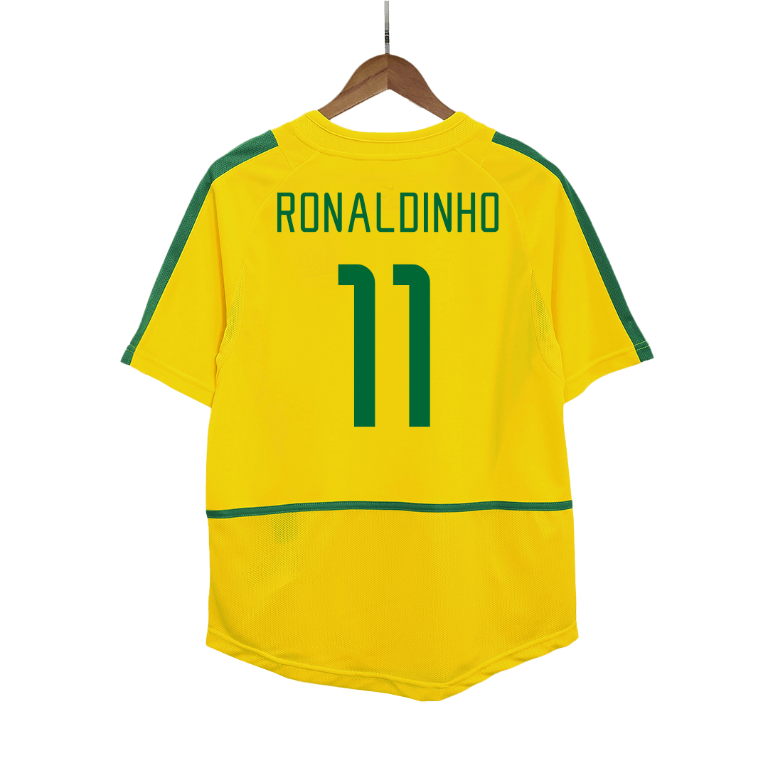 Brazil RONALDINHO #11 Home Retro Soccer Jersey 2002/03 Top Koszulki Pilka Sklep