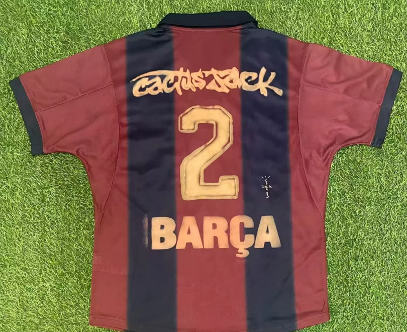 Travis Scott Cactus Jack x FC Barcelona Retro 2000/01 Koszulka domowa Skeleton "Burgund" Top Koszulki Pilka Sklep