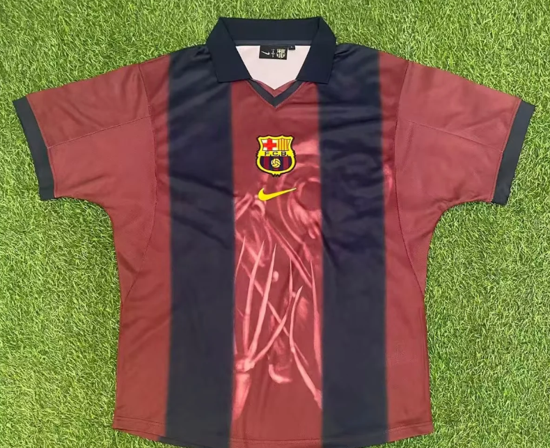 Travis Scott Cactus Jack x FC Barcelona Retro 2000/01 Koszulka domowa Skeleton "Burgund" Top Koszulki Pilka Sklep