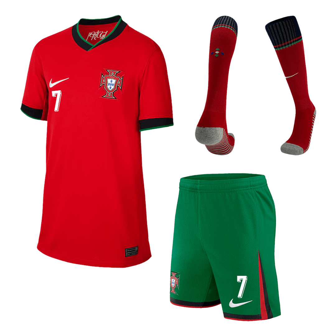 Dziecięca Portugal RONALDO #7 Koszulki domowe Pełny zestaw Euro 2024 Top Koszulki Pilka Sklep