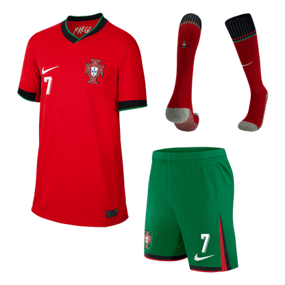 Dziecięca Portugal RONALDO #7 Koszulki domowe Pełny zestaw Euro 2024 Top Koszulki Pilka Sklep