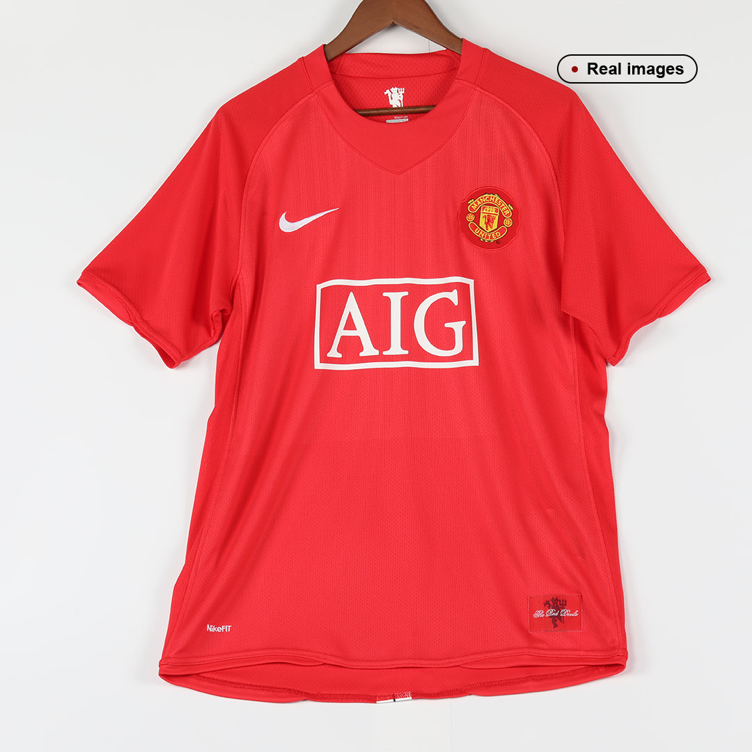 Men's Retro RONALDO #7 Manchester United Home Football Shirt from 2007/08 Season