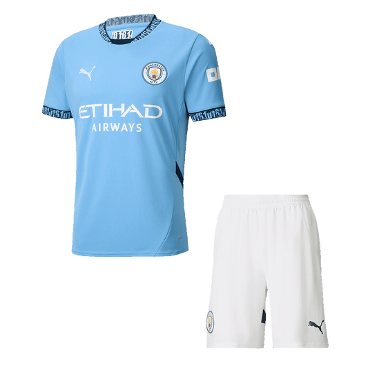 Męska Wysokiej jakości komplet koszulek piłkarskich Manchester City Home (koszulka + spodenki) 2024/25