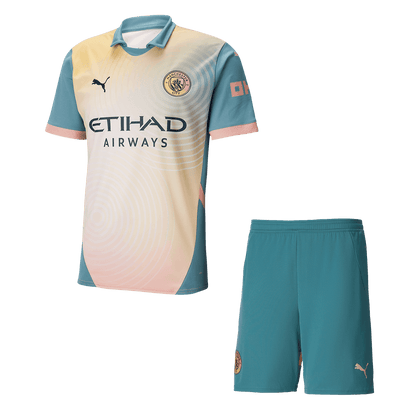 Hochwertiges Manchester City-Fußballtrikot-Set (Shirt + Shorts) für Herren (4. Saison) 2024/25 - Definitely City