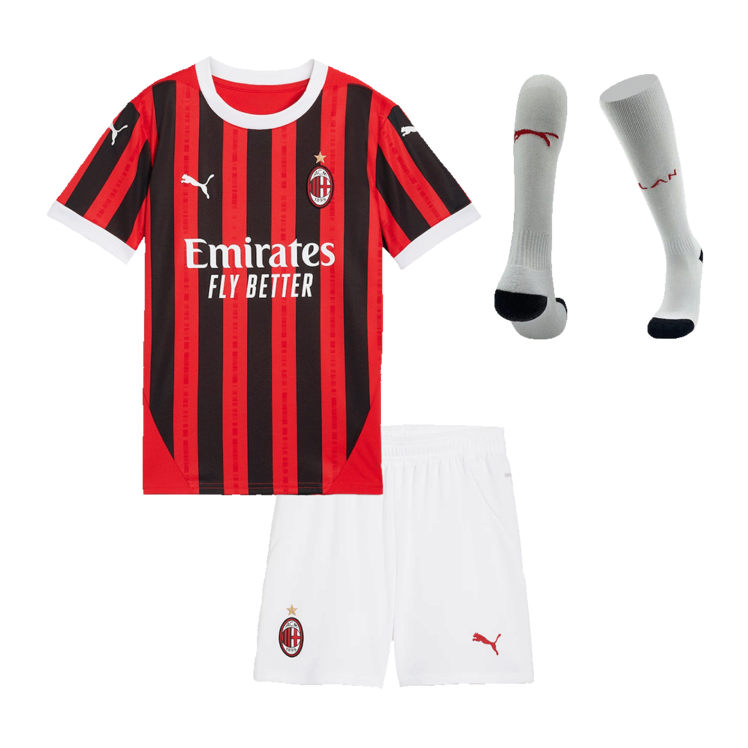 AC Milan 2024/25 Kids Home Kits (Jersey + Shorts + Socks)