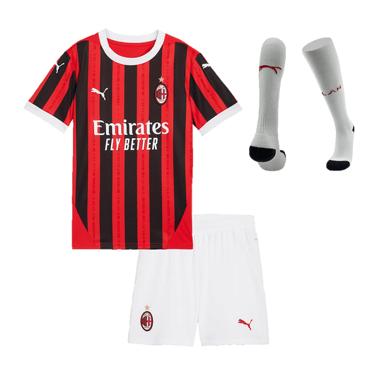 Dziecięce zestawy koszulek domowych AC Milan 2024/25 (koszulka+spodenki+skarpetki)