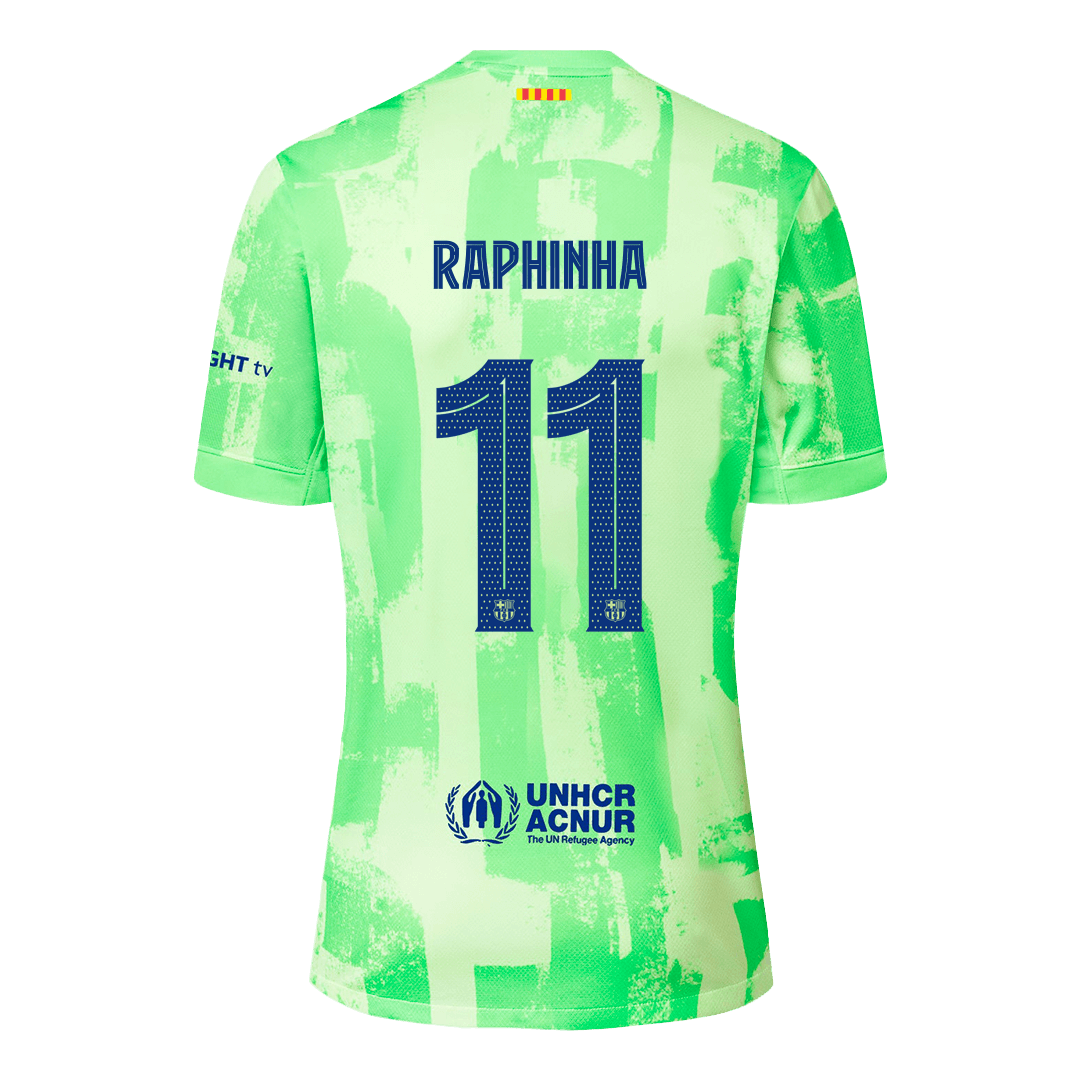 Barcelona Drittes Auswärtstrikot 2024/25 RAPHINHA #11 – UCL (Spotify-Logo ohne Text)