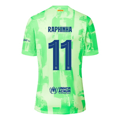 Barcelona Drittes Auswärtstrikot 2024/25 RAPHINHA #11 – UCL (Spotify-Logo ohne Text)