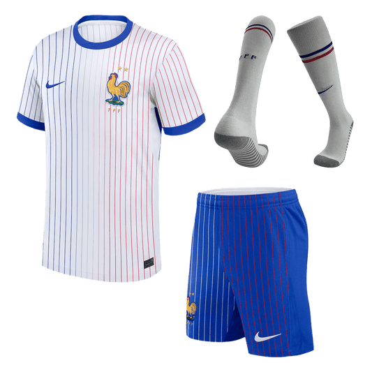 Hochwertiges Frankreich-Auswärtsfußballset für Herren (Trikot + Shorts + Socken) EM 2024