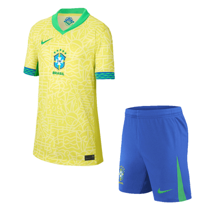 Kid's Brazil Home Jerseys Kit(Jersey+Shorts) Copa América 2024