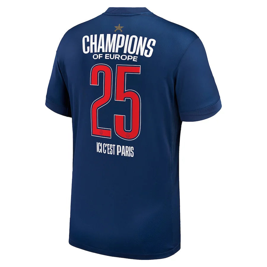 Dziecięcy zestaw piłkarski PSG Home (koszulka + spodenki) 2024/25 Edycja specjalna - Mistrzowie Europy 2025 Top Koszulki Pilka Sklep