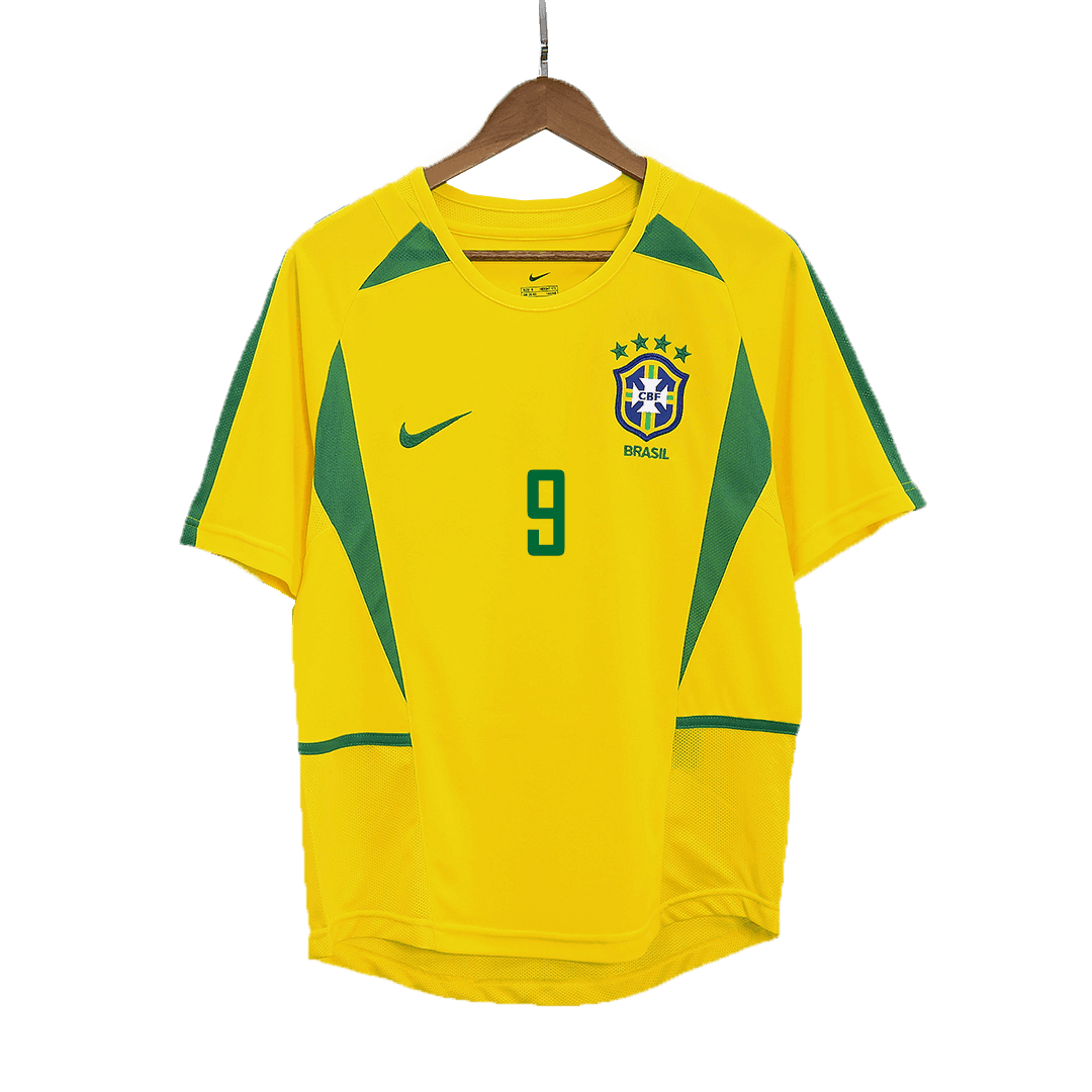 Brazil RONALDO #9 Home Retro Soccer Jersey 2002/03
