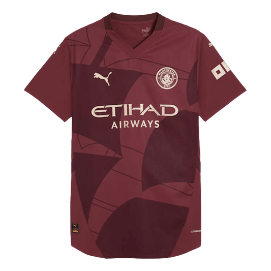 Hochwertiges Manchester City Third Away 2024/25 Fußballtrikot für Herren in Rot