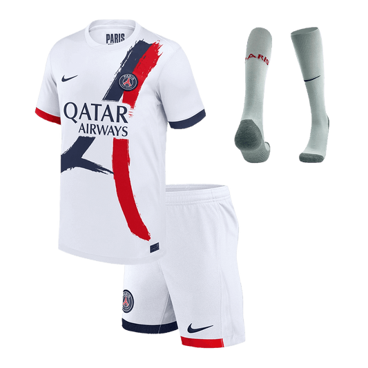 Kid's PSG Away Cheap Soccer Jersey Kit(Jersey+Shorts+Socks) 2024/25 Top Koszulki Pilka Sklep