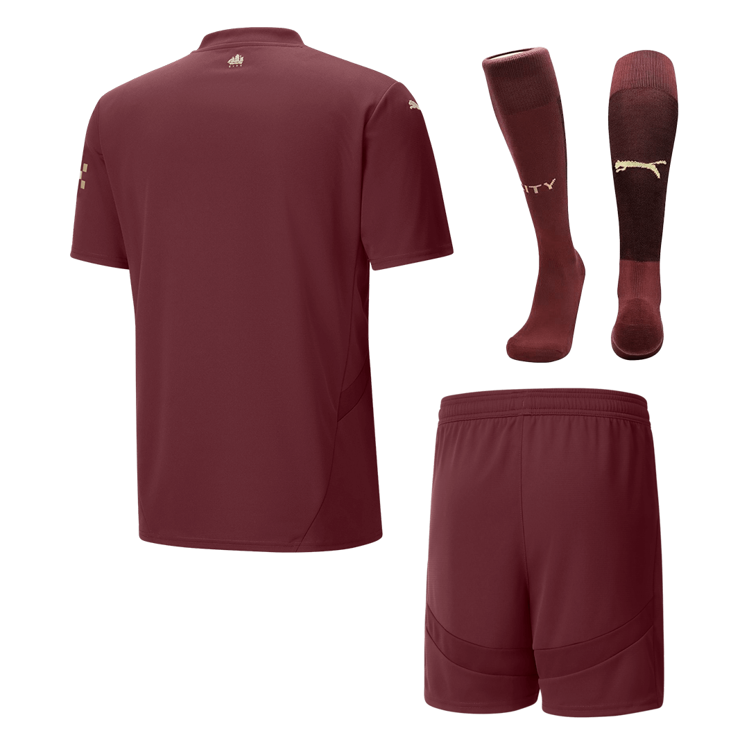 Hochwertiges Manchester City Third Away-Fußballtrikot für Herren (Trikot + Shorts + Socken) 2024/25