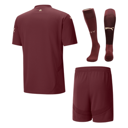 Hochwertiges Manchester City Third Away-Fußballtrikot für Herren (Trikot + Shorts + Socken) 2024/25