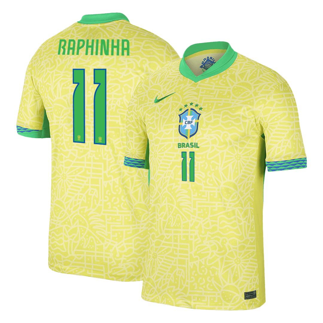RAPHINHA #11 Brazil Home  Soccer Jersey Copa America 2024 Top Soccer Jerseys Store