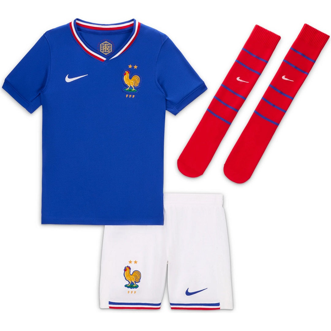 Dziecięce koszulki domowe France Pełny zestaw Euro 2024 Top Koszulki Pilka Sklep