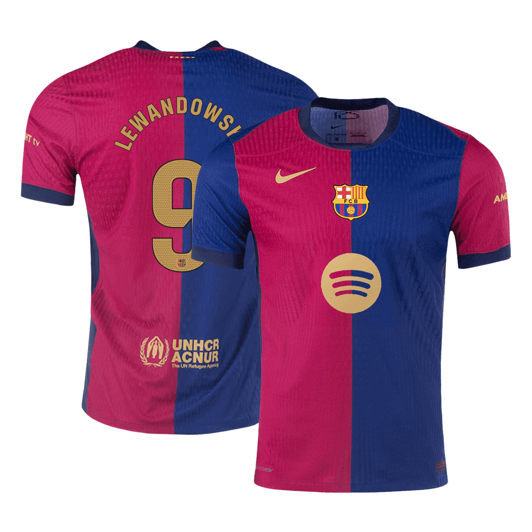 Player version LEWANDOWSKI #9 Barcelona 2024/25 home football jersey - Spotify logo without text Go football World Shop