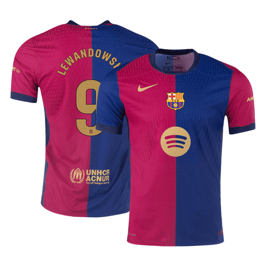 Player version LEWANDOWSKI #9 Barcelona 2024/25 home football jersey - Spotify logo without text Go football World Shop