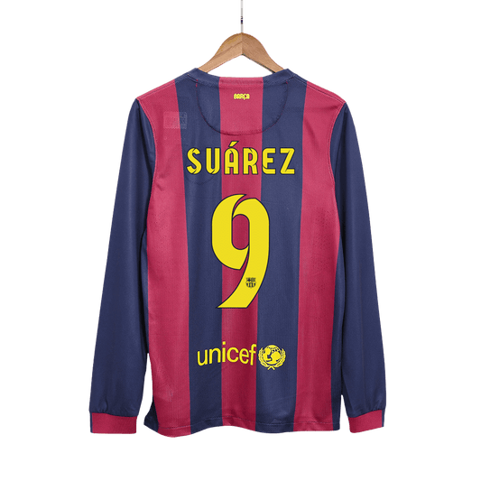 Retro Suárez #9 2014/15 Barcelona Home Long Sleeve  Soccer Jersey Top Soccer Jerseys Store