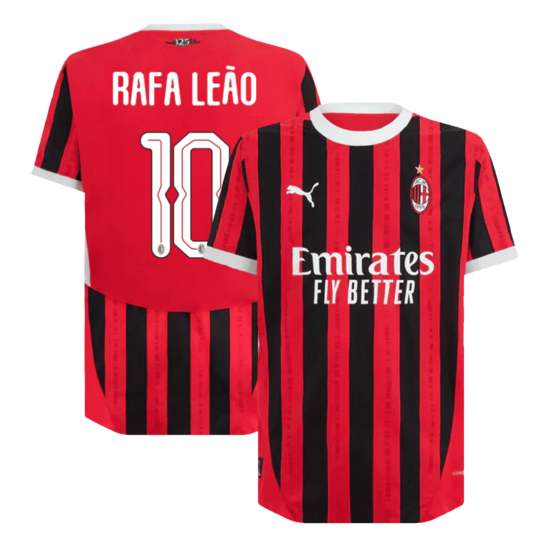 Men's version of the player RAFA LEÃO #10 AC Milan Home Football Shirt 2024/25 - UCL - Slim Fit