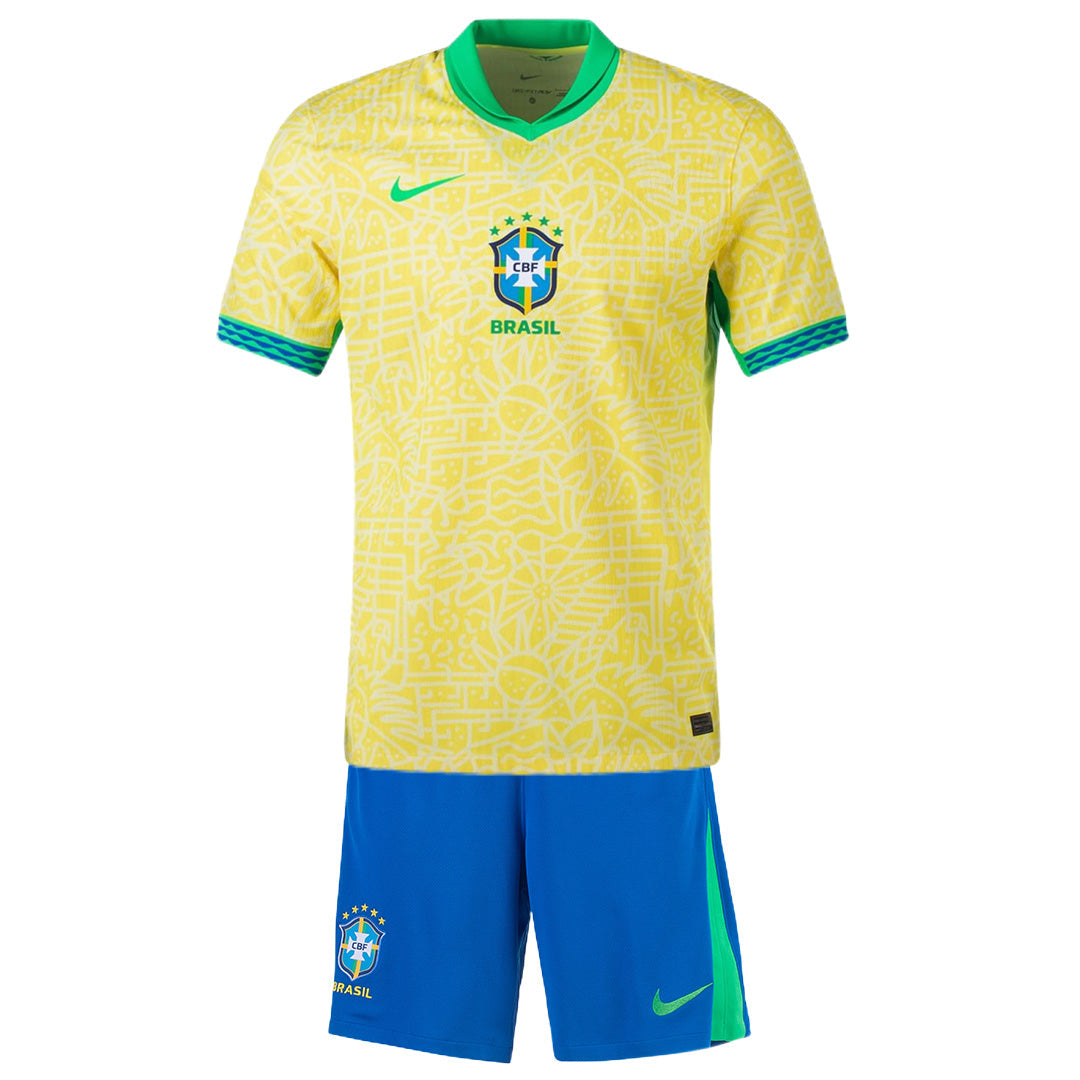 Kid's Brazil Home Jerseys Kit(Jersey+Shorts) Copa América 2024