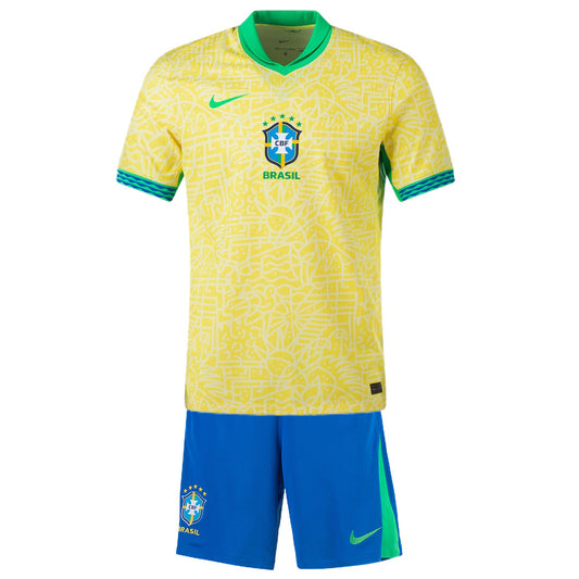 Kid's Brazil Home Jerseys Kit(Jersey+Shorts) Copa América 2024