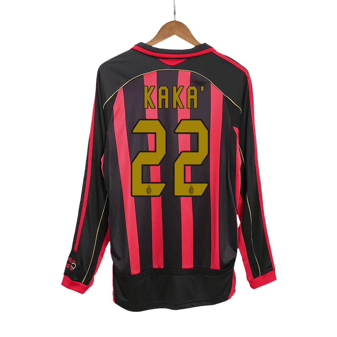 Men's Retro KAKA' #22 2006/07 AC Milan Home Long Sleeve Football Shirt