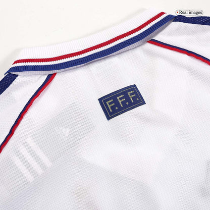 Hochwertiges Retro-Fußballtrikot für Herren aus dem Jahr 1998 (Auswärtstrikot Frankreich)