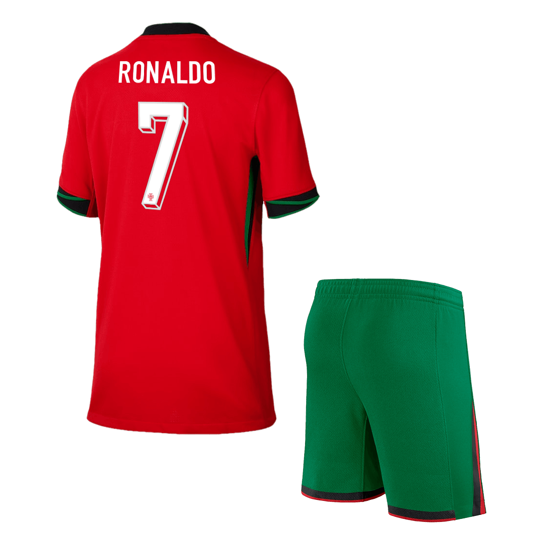 Dziecięcy Portugal RONALDO #7 Zestaw koszulek domowych (koszulka + spodenki) Euro 2024 Top Koszulki Pilka Sklep