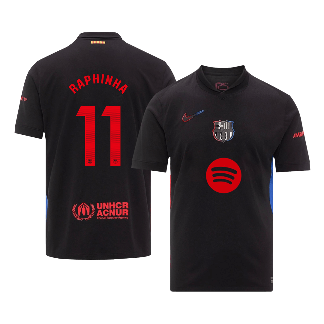 Barcelona 2024/25 RAPHINHA Away Shirt #11 - Spotify Logo Without Text