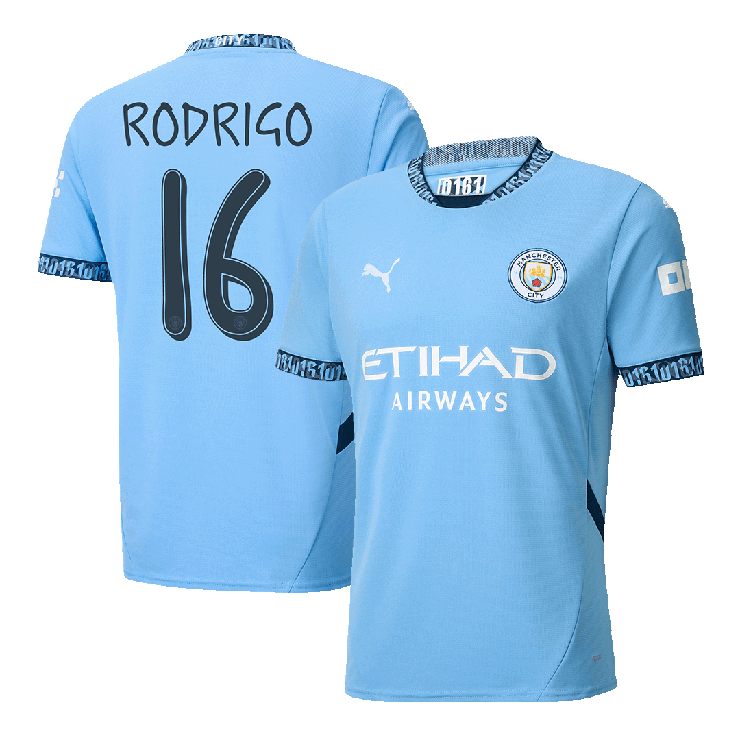 RODRIGO #16 Manchester City Home Football Shirt 2024/25 - UCL