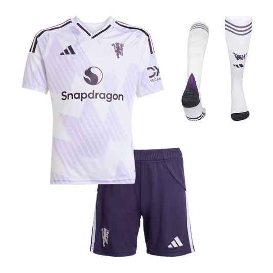 Kid's Manchester United Away Soccer Jersey Kit(Jersey+Shorts+Socks) 2025/26 Top Koszulki Pilka Sklep