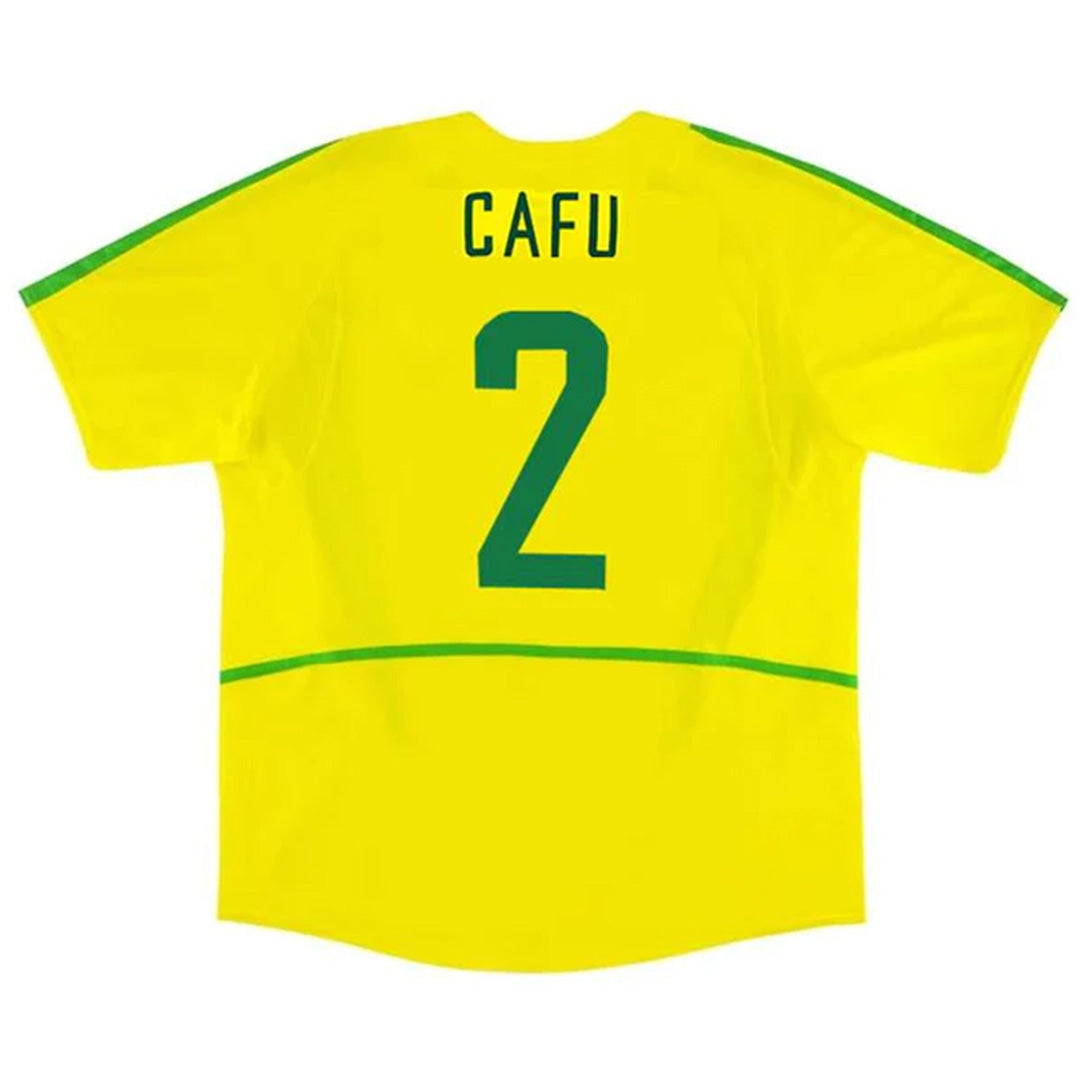 Brazil CAFU #2 Home Retro Soccer Jersey 2002/03