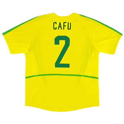 Brazil CAFU #2 Home Retro Soccer Jersey 2002/03