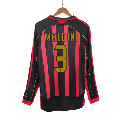 Męska koszulka piłkarska z długim rękawem Retro MALDINI #3 2006/07 AC Milan Home