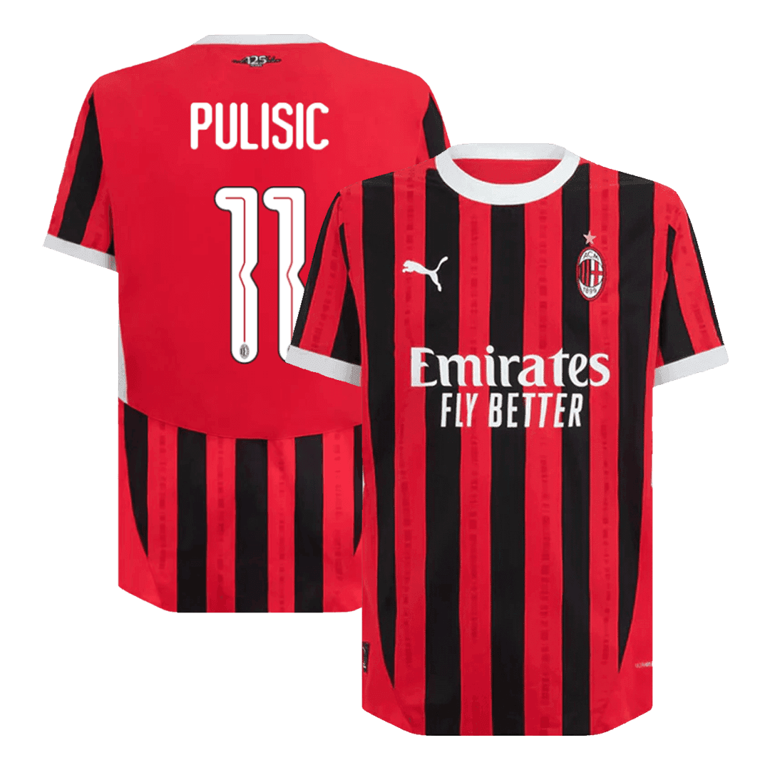 Men's PULISIC #11 AC Milan Home Football Shirt 2024/25 - UCL - Slim Fit