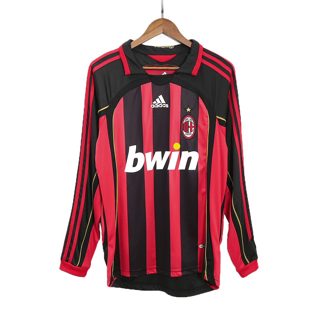 Men's Retro MALDINI #3 2006/07 AC Milan Home Long Sleeve Football Shirt