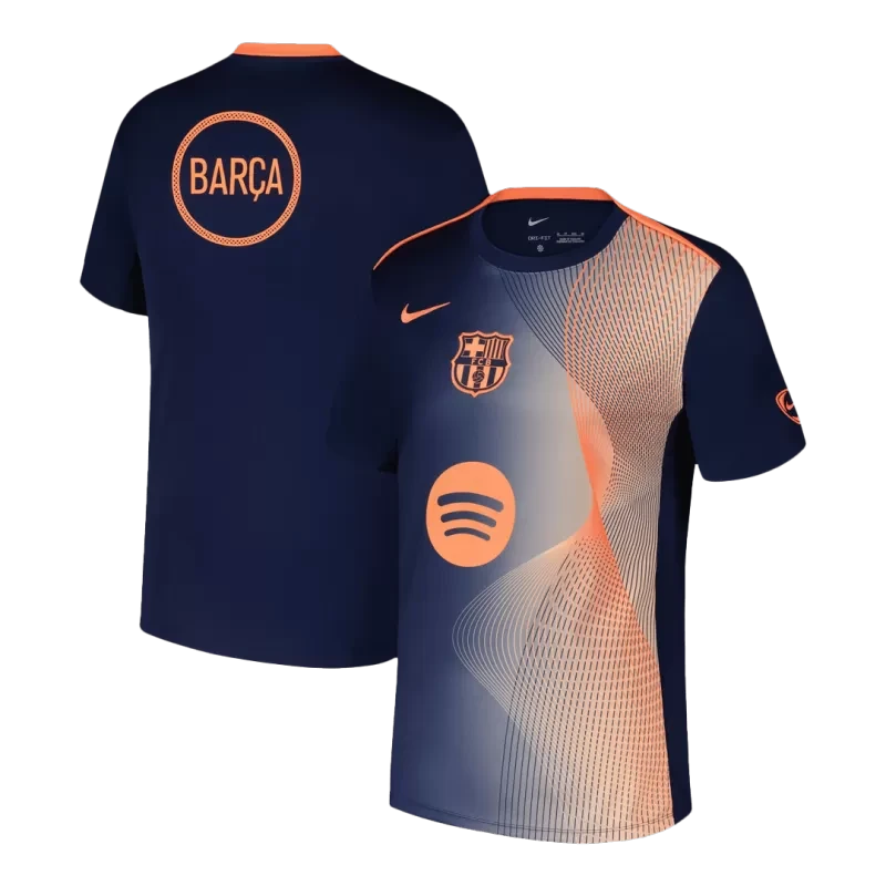 Barcelona Pre-Match 2025/26 Soccer Jersey - Orange&Black Top Koszulki Pilka Sklep