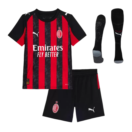 Dziecięcy zestaw piłkarski AC Milan Home (koszulka + spodenki + skarpetki) 2025/26 Top Koszulki Pilka Sklep