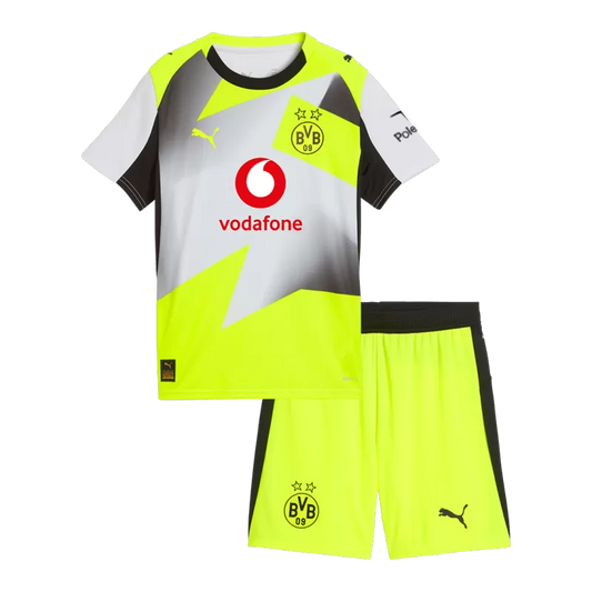Kid's Borussia Dortmund Away Soccer Jersey Kit (Jersey+Shorts) 2025/26