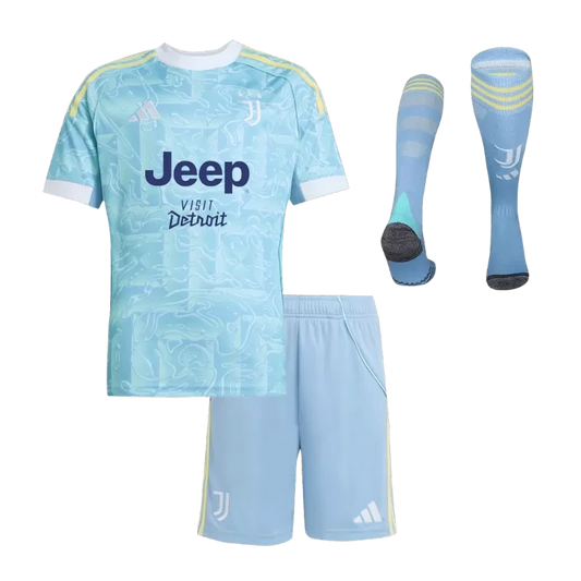 Kid's Juventus Away Soccer Jersey Kit(Jersey+Shorts+Socks) 2025/26 Top Koszulki Pilka Sklep