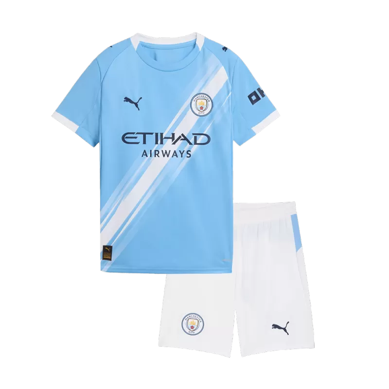 Kid's Manchester City Home Soccer Jersey Kit(Jersey+Shorts) 2025/26 Top Koszulki Pilka Sklep