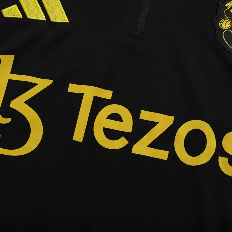 Zestaw Treningowy Dziecięcy Manchester United 1/4 Zip (Kurtka + Spodnie) 2025/26 – Czarny Top Koszulki Pilka Sklep