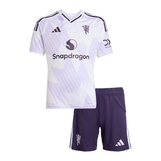 Kid's Manchester United Away Soccer Jersey Kit(Jersey+Shorts) 2025/26 Top Koszulki Pilka Sklep