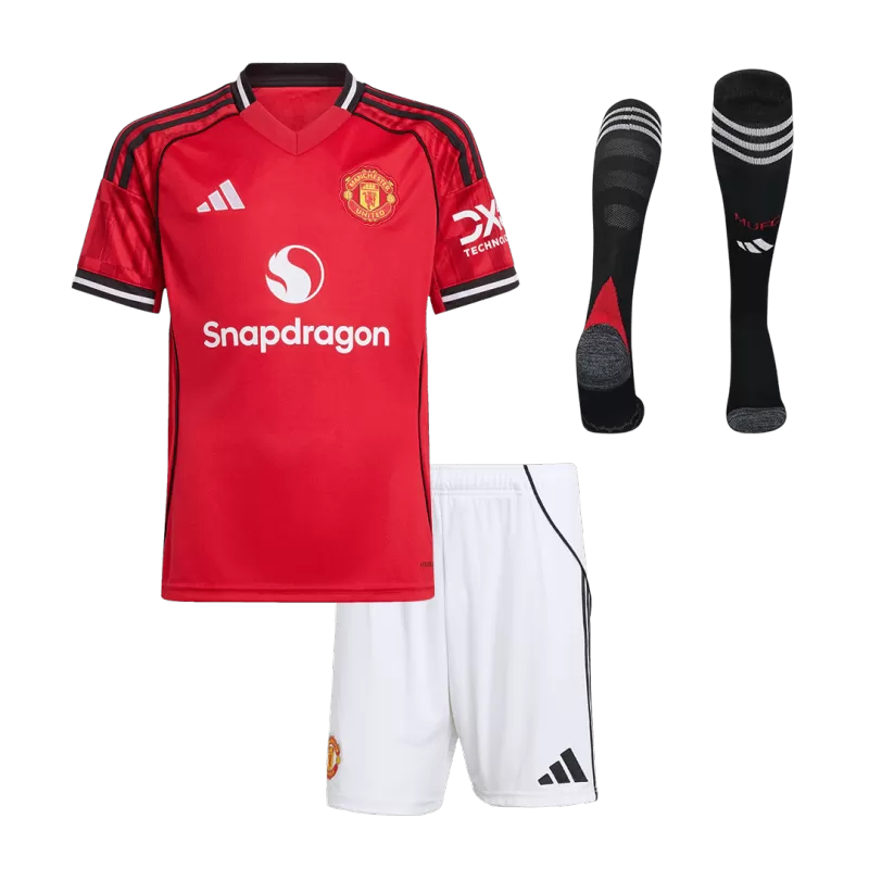 Kid's Manchester United Home Soccer Jersey Kit(Jersey+Shorts+Socks) 2025/26 Top Koszulki Pilka Sklep